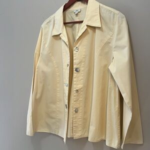 J JILL Yellow Unlined Jacket Long Sleeve Classic Collared Button Down Shirt szL
